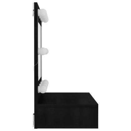 Огледален шкаф с LED, черен, 60x31,5x62 см