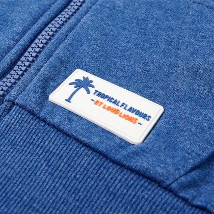 Детски суитшърт с качулка и цип, тъмносин меланж, 104