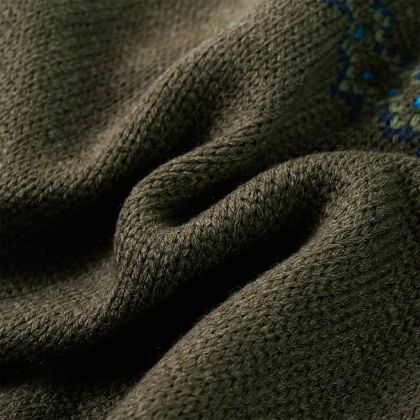 Детски плетен пуловер, каки, 128