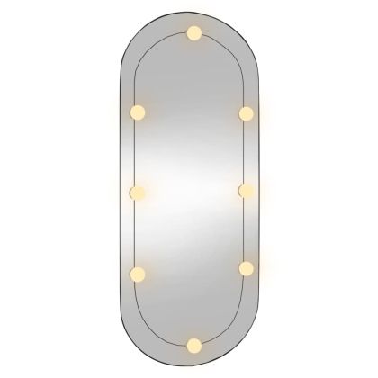 Стенно огледало с LED лампи 45x100 см стъкло овално