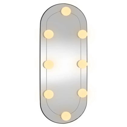 Стенно огледало с LED лампи 25x60 см стъкло овално