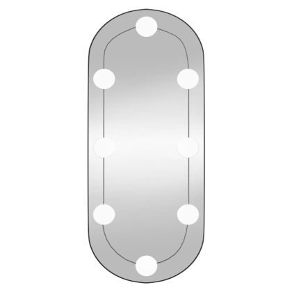 Стенно огледало с LED лампи 25x60 см стъкло овално