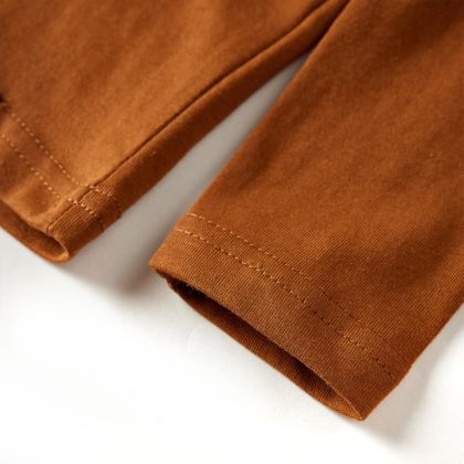 Детска тениска с дълъг ръкав, коняк, 116