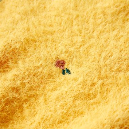 Детски плетен пуловер, охра, 140