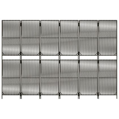 Параван за стая, 6 панела, сив, полиратан