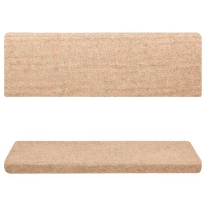 Изтривалки за стълби, самозалепващи се, 15 бр., 65x21x4 см, светлокафяви, с правоъгълен ръб