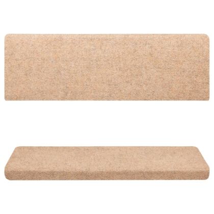 Изтривалки за стълби, самозалепващи се, 10 бр., 65x21x4 см, светлокафяви, с правоъгълен ръб