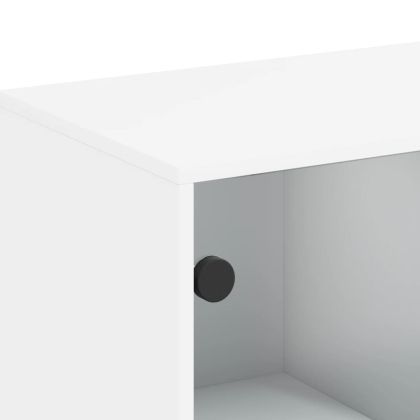 Страничен шкаф със стъклени врати, бяла, 69x37x100 cm