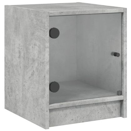 Нощни шкафчета със стъклени врати 2 бр бетонно сиво 35x37x42 см
