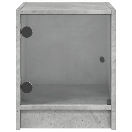 Нощни шкафчета със стъклени врати 2 бр бетонно сиво 35x37x42 см
