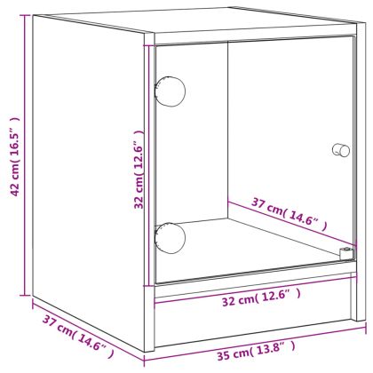 Нощни шкафчета със стъклени врати 2 бр бетонно сиво 35x37x42 см