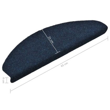 Изтривалки за стълби, самозалепващи се, 15 бр., 65x21x4 см, тъмносини, полукръгли, големи