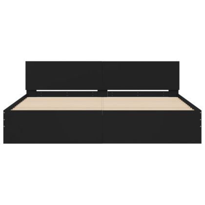 Рамка за легло с табла, черна, 180x200 см