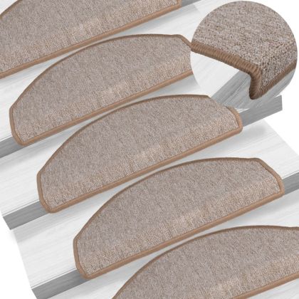 Изтривалки за стълби, 15 бр., 65x24x4 см, светлокафяви, полукръгли, големи