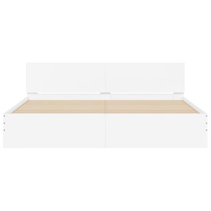 Рамка за легло с табла, бяла, 180x200 см