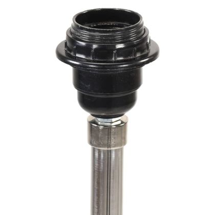 Наземна лампа на статив меденокафяво и черно тик масив 141 см