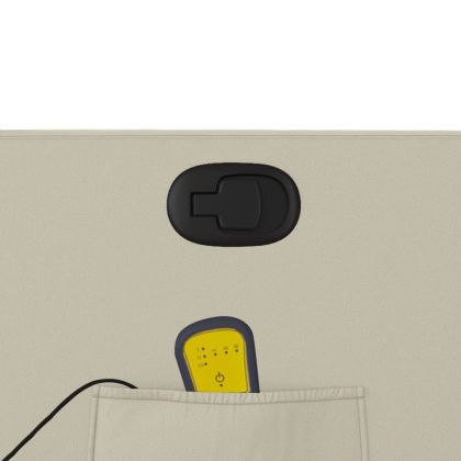 Изправящ масажен реклайнер стол, кремав, изкуствена кожа