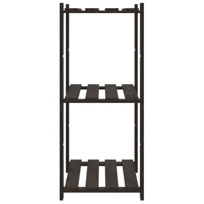 3-етажен стелаж за съхранение, черен, 60x38x90 см, бор масив