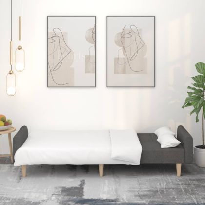 2-местно разтегателно канапе, тъмносиво, текстил