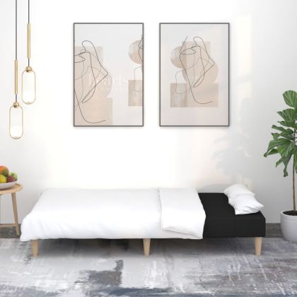 2-местно разтегателно канапе, черно, текстил