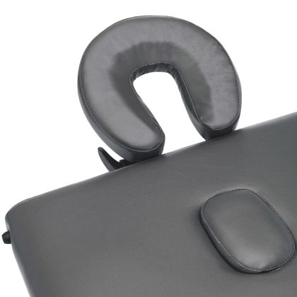 Масажна кушетка с 3 зони, дървена рамка, антрацит, 186х68 см