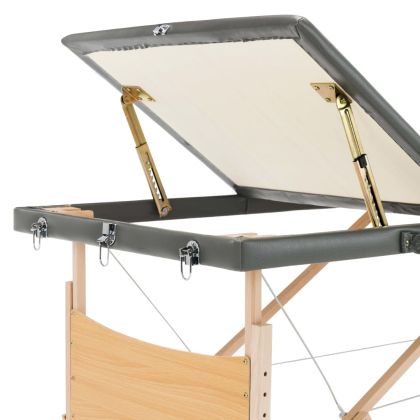 Масажна кушетка с 3 зони, дървена рамка, антрацит, 186х68 см