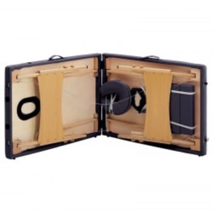 Сгъваема масажна кушетка, 2 зони, дърво, лилава