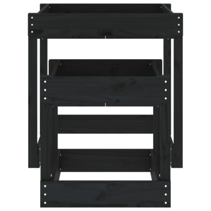 Пясъчни маси, 2 бр, черни, борово дърво масив