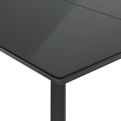 Градински трапезен комплект възглавници 9 части черен полиратан