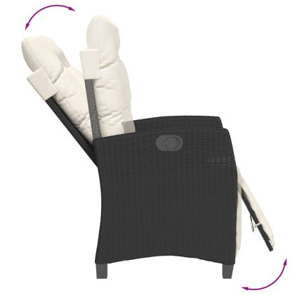 Градински трапезен комплект 7 части възглавници черен полиратан