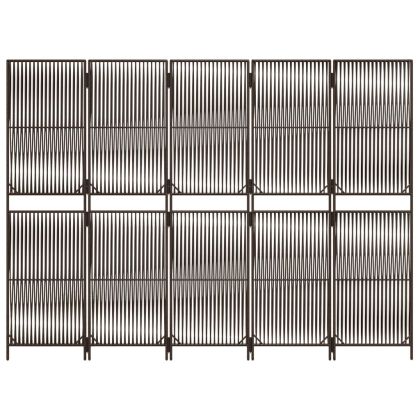 Параван за стая, 5 панела, бежов, полиратан