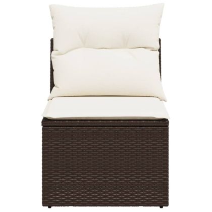 Градински стол без подлакътници с възглавници кафяв полиратан