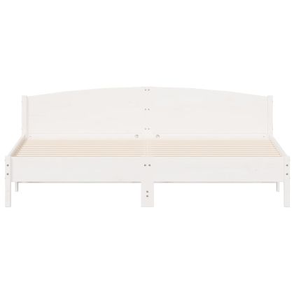 Рамка за легло без матрак, бял, 200x200 см, бор масив