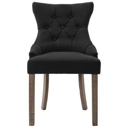 Трапезни столове, 2 бр, черни, текстил