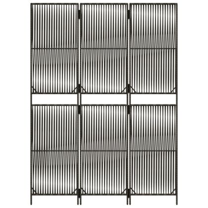 Параван за стая, 3 панела, сив, полиратан