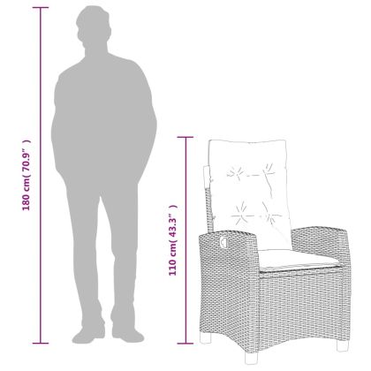 Градински комплект от 3 части с възглавници, кафяв, полиратан