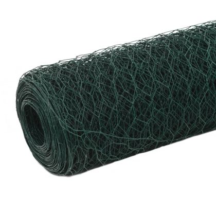Кокошкарска мрежа, стомана с PVC покритие, 25х1,5 м, зелена