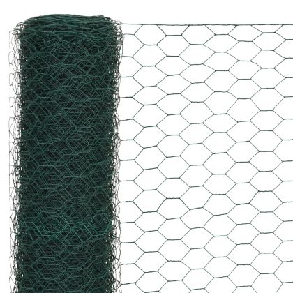 Кокошкарска мрежа, стомана с PVC покритие, 25х1,5 м, зелена