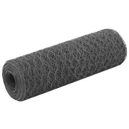 Кокошкарска мрежа, стомана с PVC покритие, 25х0,5 м, сива