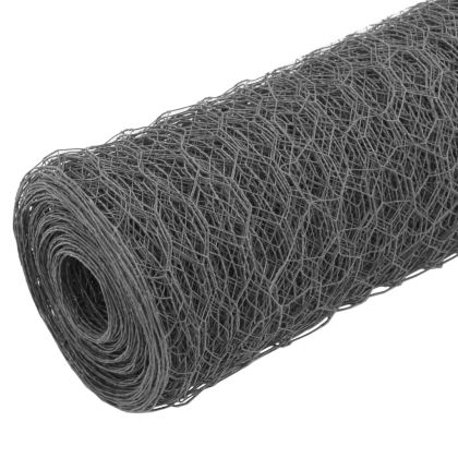 Кокошкарска мрежа, стомана с PVC покритие, 25х0,5 м, сива