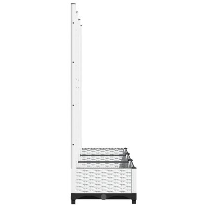 Градинска саксия с решетка, бяла, 120x40x121,5 см, полипропилен