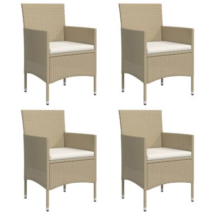 Градински трапезен комплект с възглавници 5 части, бежово/черно