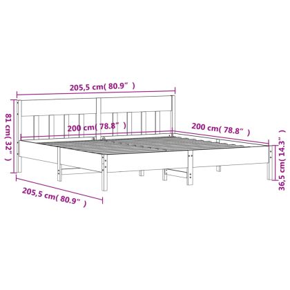 Рамка за легло без матрак 200x200 см масивна чамова дървесина