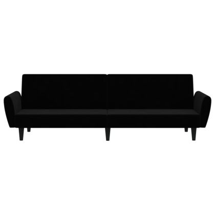 2-местно разтегателно канапе, черно, кадифе
