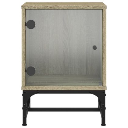 Нощни шкафчета със стъклени врати 2 бр дъб сонома 35x37x50 см