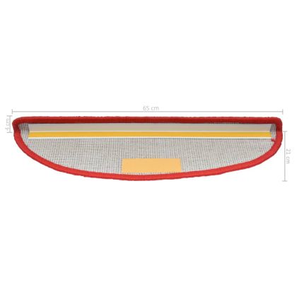 Изтривалки за стълби, 15 бр., 65x21x4 см, червени, полукръгли, големи