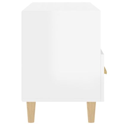 ТВ шкаф, бял гланц, 80x36x50 см, инженерно дърво