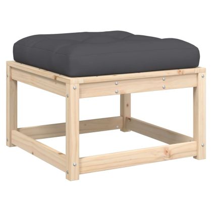 Градински лаундж комплект, 4 части, с възглавници, масив бор