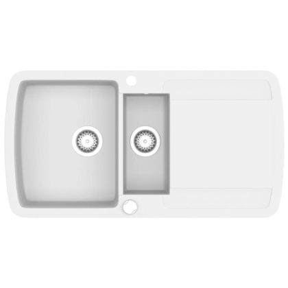 Гранитна кухненска мивка с две корита, бяла