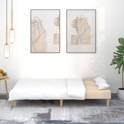 2-местно разтегателно канапе, кремаво, текстил